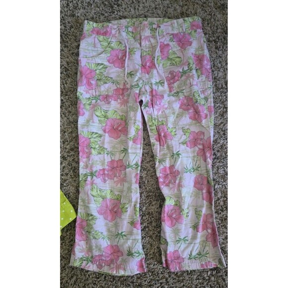 Lot Of 2 Girls Size 7/8 2 Pairs Of Summer Bottoms 1 Shorts & 1 Capris Green Pink - Picture 8 of 11